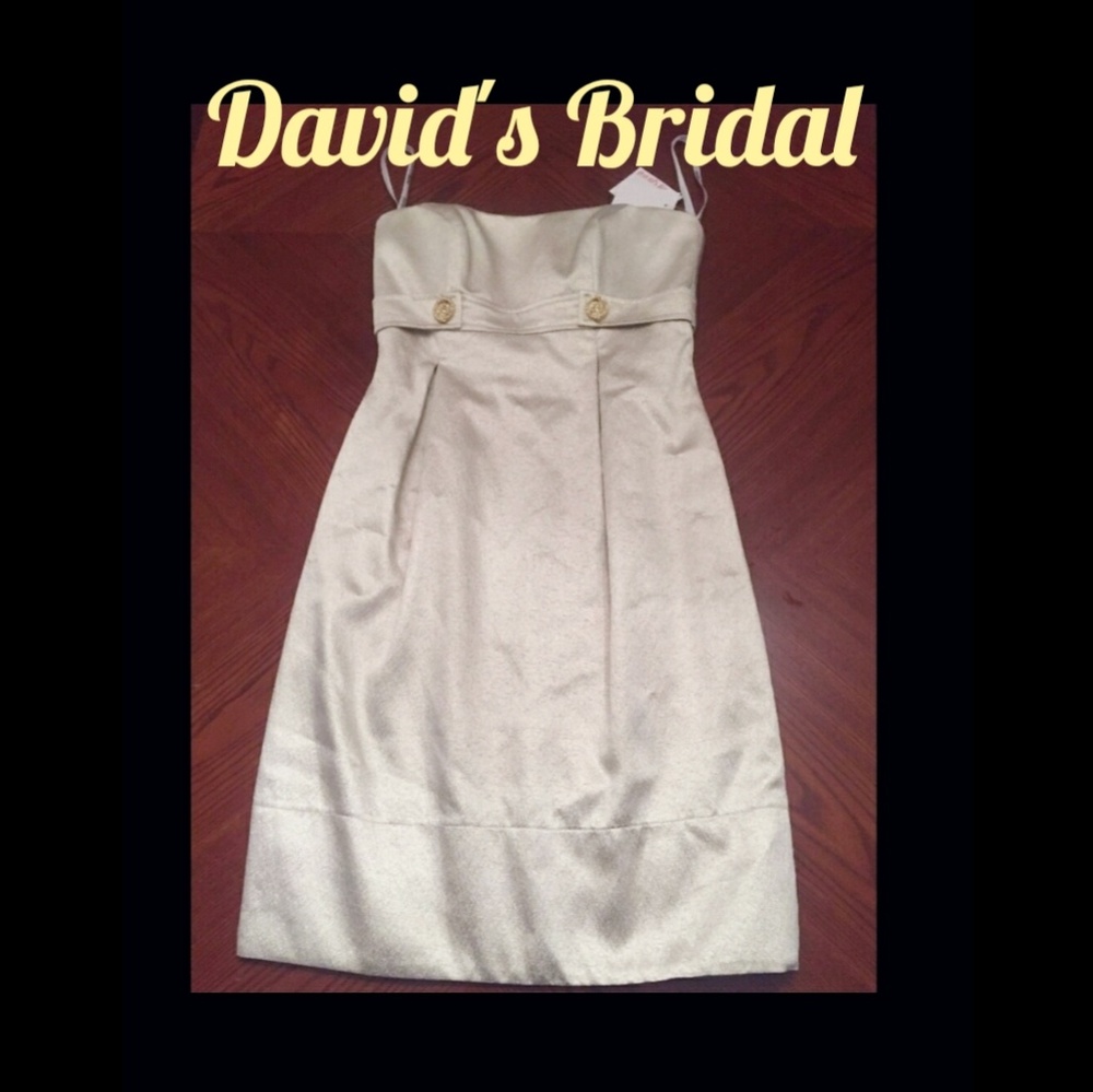 David's Bridal Strapless Metallic  Dress